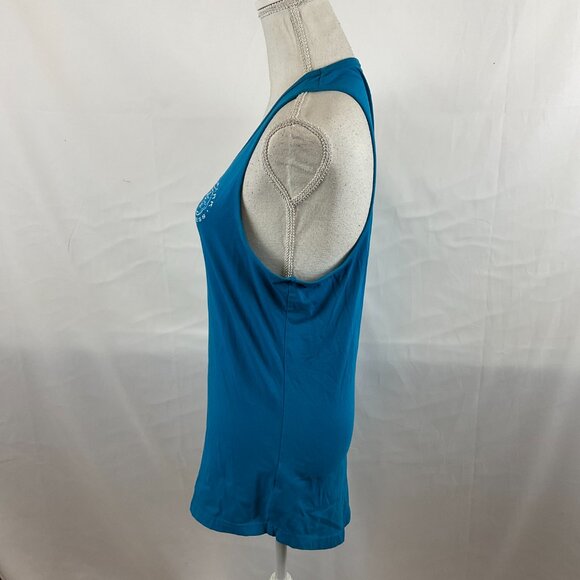 Gymshark Tank Top Women's M Dark Teal Blue Embroidered White Sleeveless - Picture 6 of 11